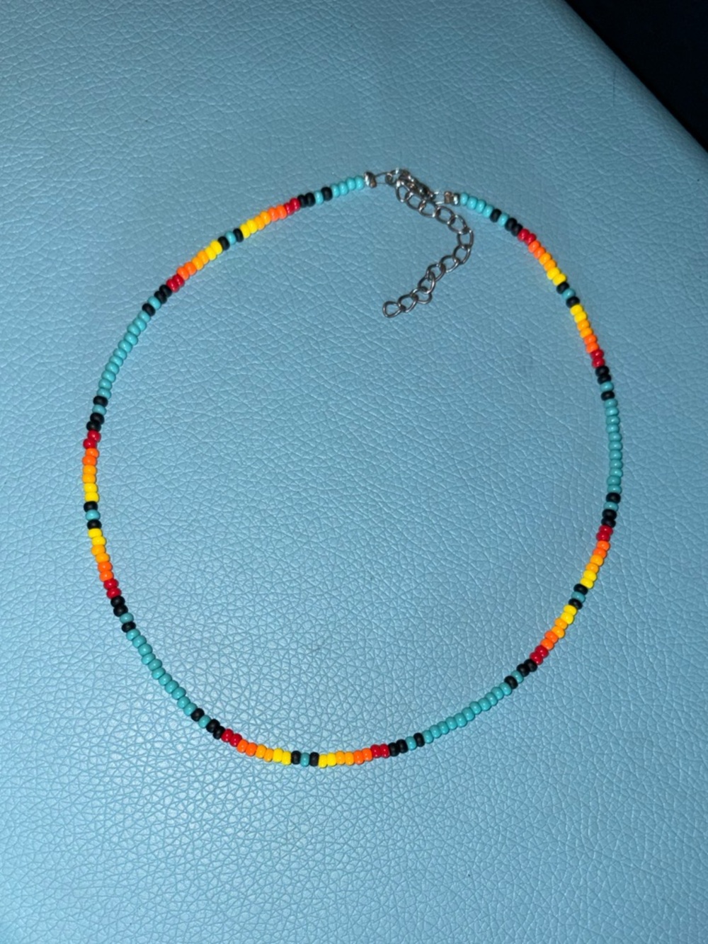 Turquoise Multicolor Seed Bead Choker Necklace